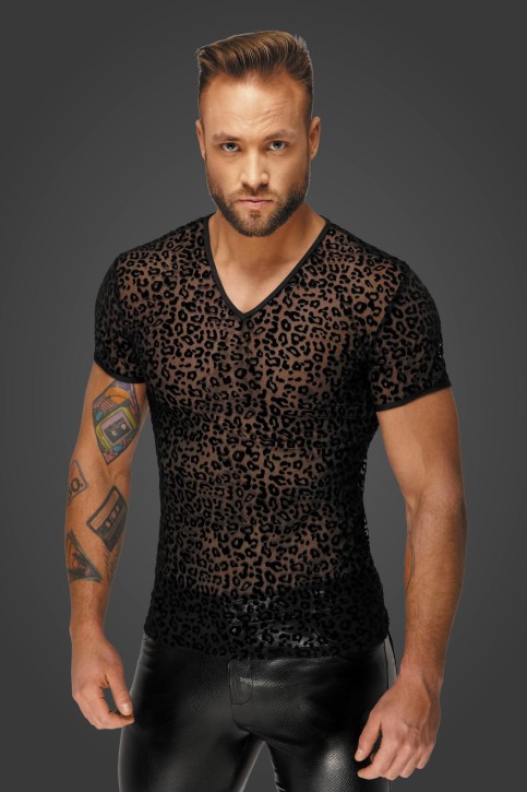 Leopard flock v-neck t-shirt H071 - M