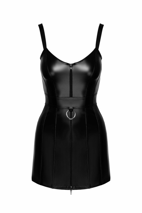 F320 Wetlook Minikleid mit Ring - M